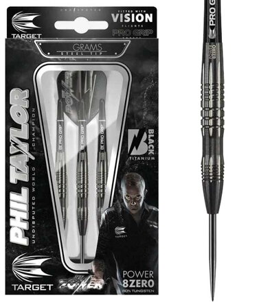 Target lotki Phil Taylor Power 8Zero Black steel 22g